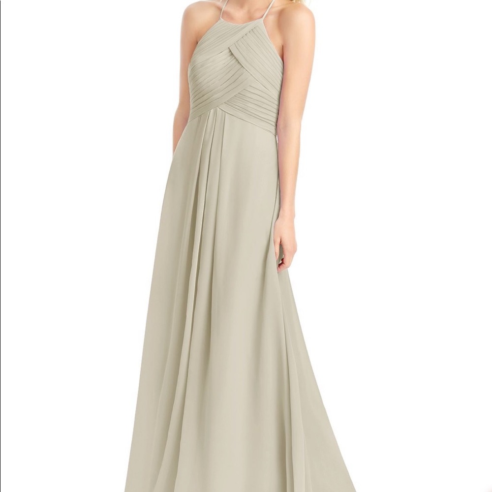 AZAZIE Taupe Floor-length Halter Dress - Size: 10